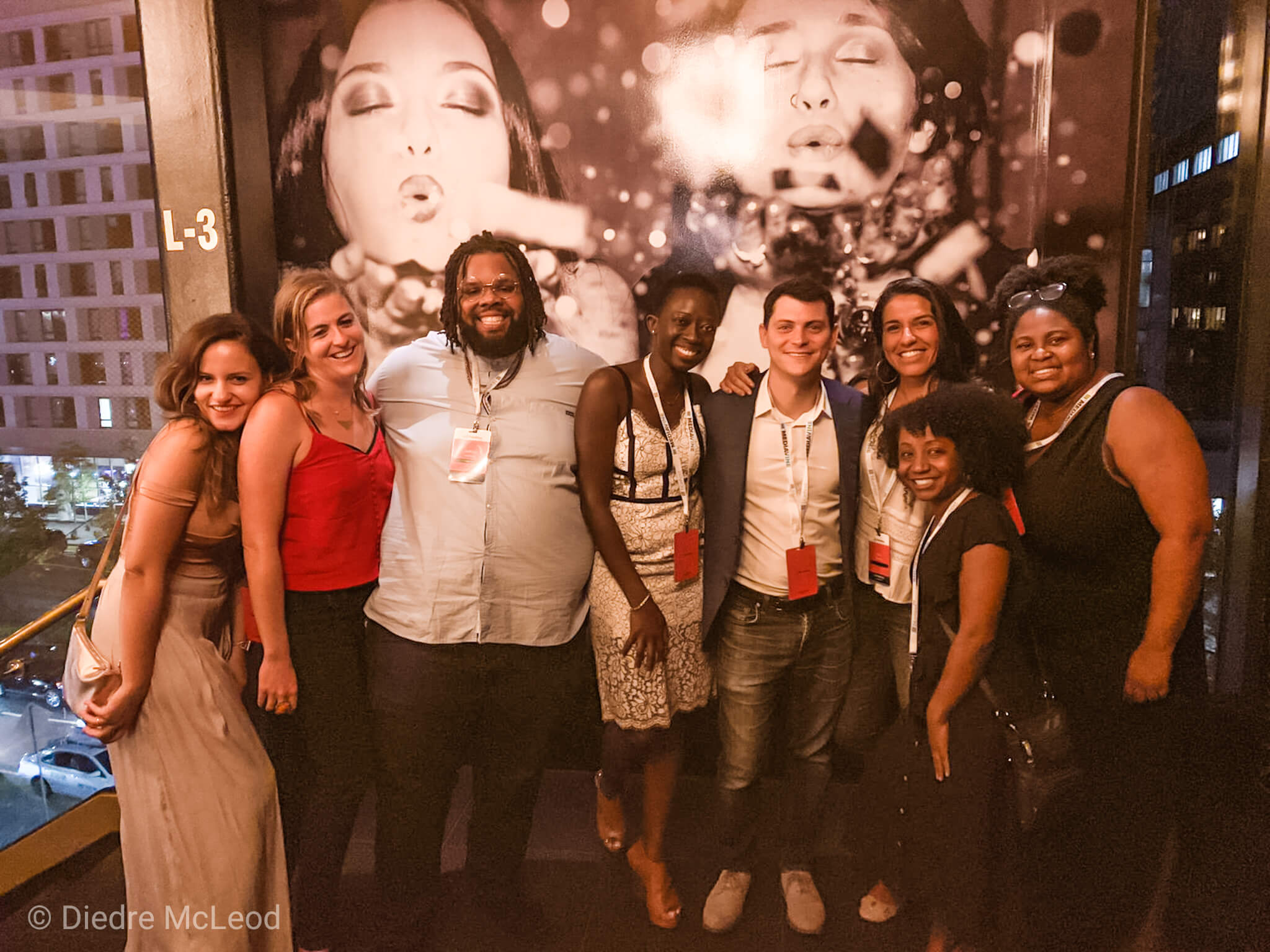 Group of travel bloggers pose Fun times with TravelCon Founder, Matt Kepnes of Nomadic Matt. TravelCon Lessons